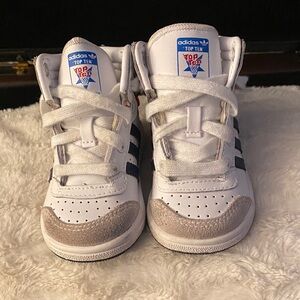 Adidas Toddler Top Ten White and Navy Sneakers